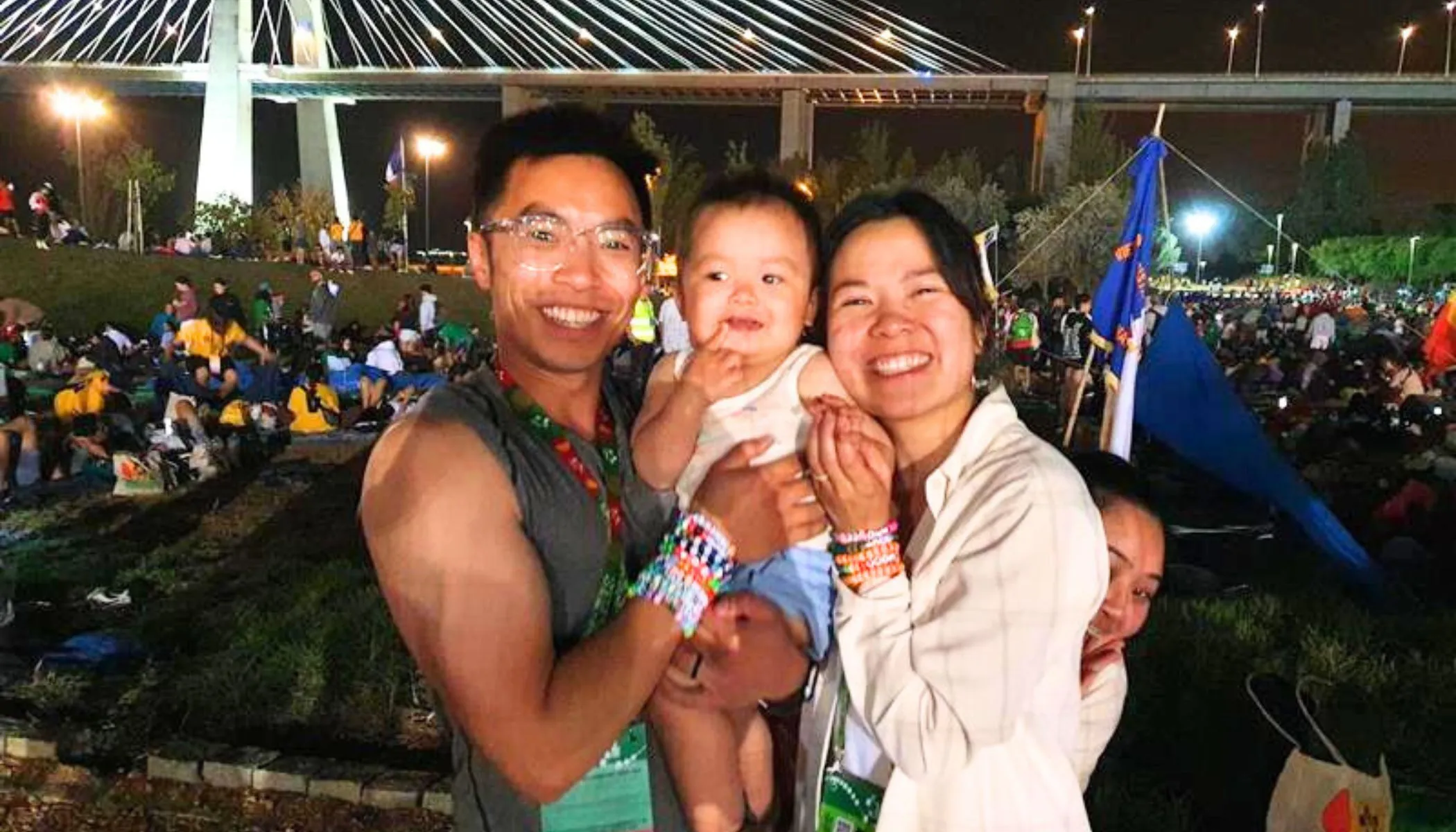 Luke and Tina Nguyen of Seattle with their 14-month-old son, Finn, after the prayer vigil with Pope Francis at Parque Tejo Aug. 5, 2023. The young family attended World Youth Day 2023 in Lisbon, Portugal.?w=200&h=150