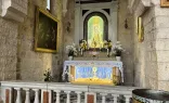 Altar of the Child Jesus and the relic of the manger in the Church of Saint Catherine (Basilica of the Nativity) in Bethlehem.