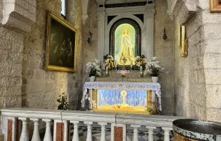 Altar of the Child Jesus and the relic of the manger in the Church of Saint Catherine (Basilica of the Nativity) in Bethlehem. Credit: Magdala Center