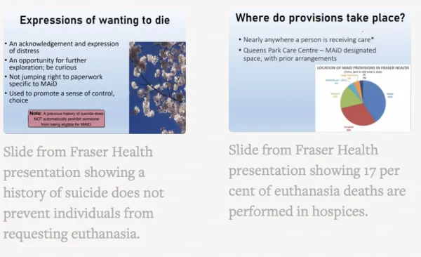 Slides from Frazer Health presentation to pensioners. Credit: Image courtesy of The B.C. Catholic