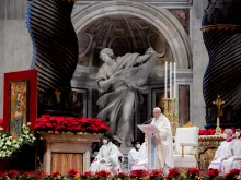 Pope Francis offers Mass for the Solemnity of Mary, Mother of God in St. Peter's Basilica on January 1, 2022.