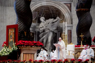 Pope Francis offers Mass for the Solemnity of Mary, Mother of God in St. Peter's Basilica on January 1, 2022.