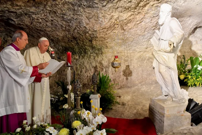 Pope Francis visits St. Paul’s Grotto in Rabat, Malta, April 3, 2022