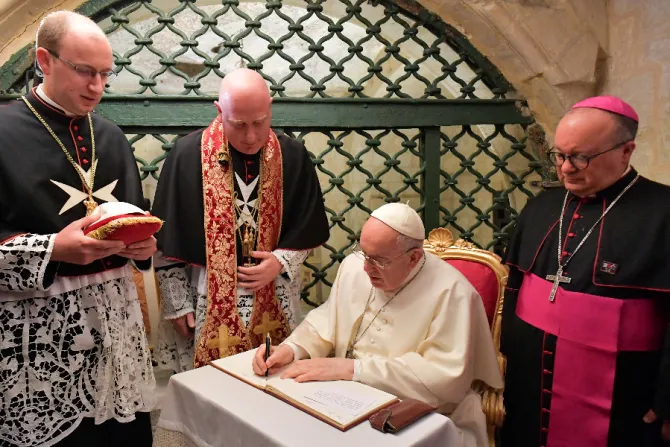 Pope Francis visits St. Paul’s Grotto in Rabat, Malta, April 3, 2022
