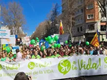 Banner of the Yes to Life demonstration held in Madrid on March 12, 2023.