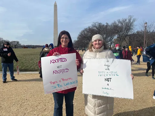 Two women gather during a rally held on the National Mall at the March for Life in Washington, D.C., on Jan. 21, 2022. Christine Rousselle/CNA