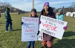 Mary St. Hilaire, of Wichita, Kansas (left), and Kristina Massa, 22, of Lincoln, Nebraska, at the March for Life in Washington, D.C., on Jan. 21, 2022. Katie Yoder/CNA
