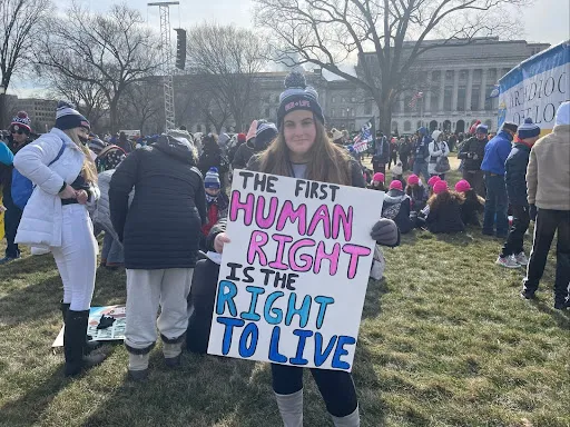 A woman holds her pro-life sign during a rally held on the National Mall at the March for Life in Washington, D.C., on Jan. 21, 2022. Christine Rousselle/CNA