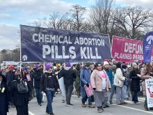 Members of Students for Liberty protest chemical abortions at March for Life, Jan. 24, 2025.