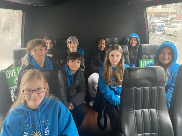 A group of nine seventh graders from St. Michael School in Lowell, Massachusetts, traveled to the March for Life in Washington, D.C., on Jan. 19, 2024. Credit: Joe Bukuras/CNA