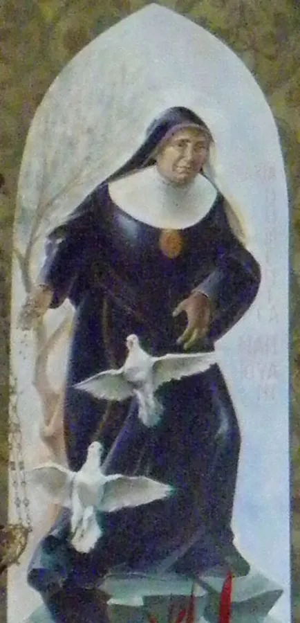 Maria Domenica Mantovani, depicted in a church in Castelletto di Brenzone, Italy. Threecharlie via Wikimedia (CC BY-SA 3.0).