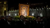 St. Peter’s Square was illuminated by candlelight the night of Saturday, May 20, 2023, as pilgrims prayed the rosary in a procession in honor of the Blessed Virgin Mary.