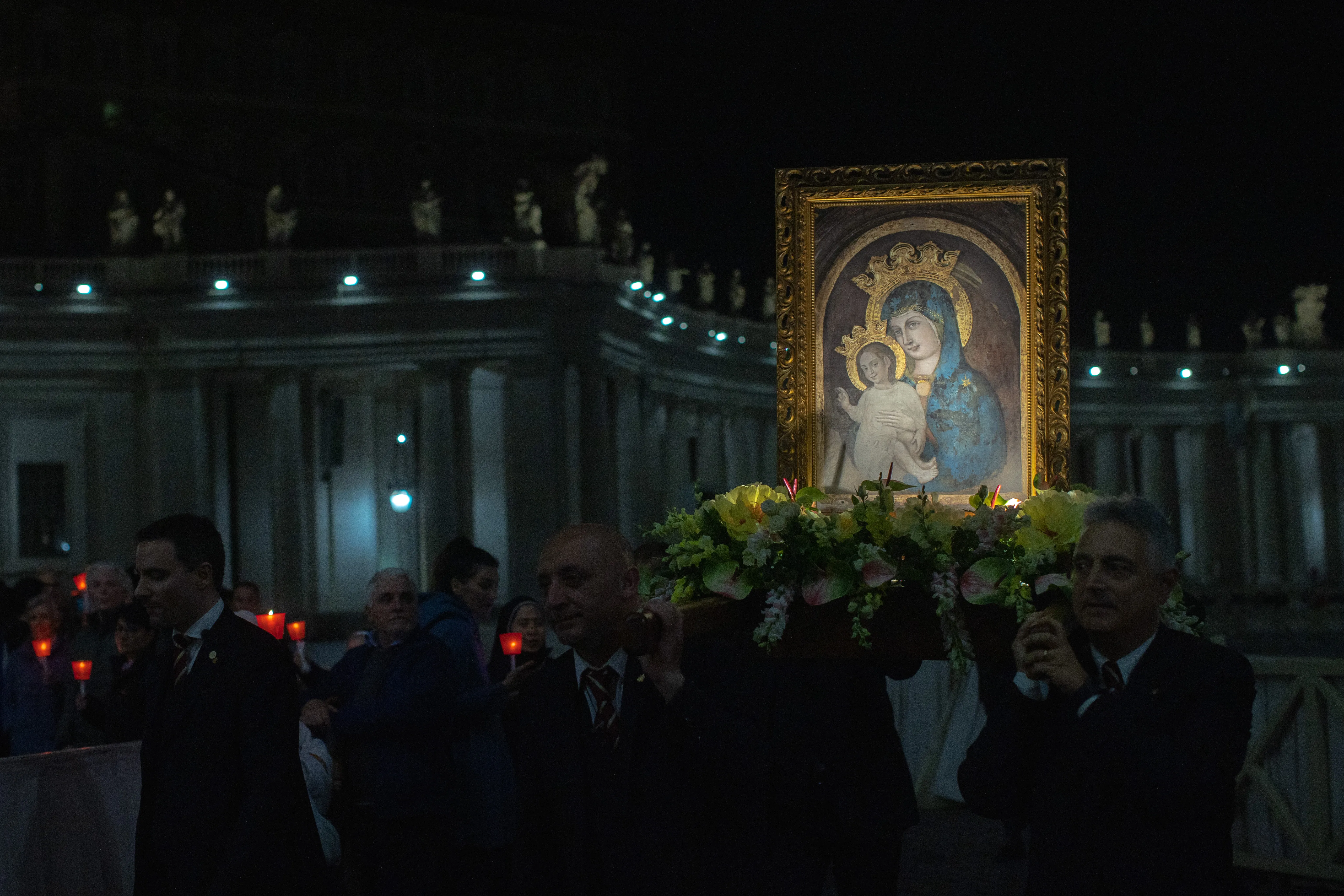 St. Peter’s Square was illuminated by candlelight the night of Saturday, May 20, 2023, as pilgrims prayed the rosary in a procession in honor of the Blessed Virgin Mary.?w=200&h=150
