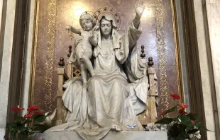 The statue of Our Lady, Queen of Peace in the Basilica of St. Mary Major. Credit: Jonah McKeown/CNA