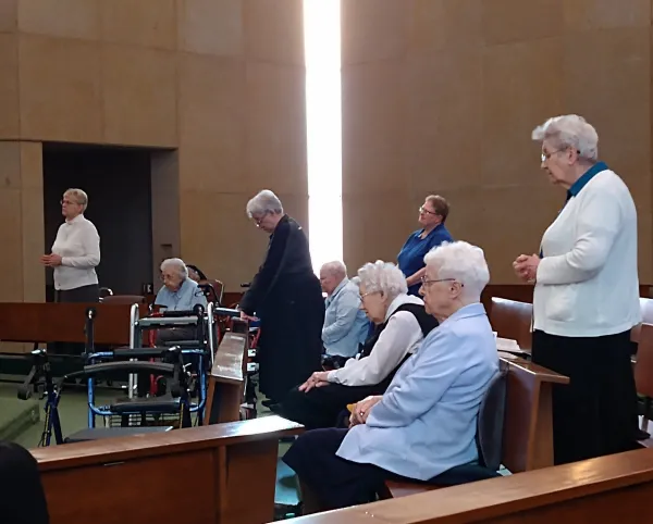 The Sisters residing at Maryvale attend Mass in the Maryvale chapel. Courtesy of the Diocese of Fargo