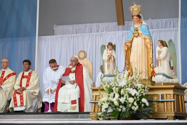 Pope Francis celebrates Mass at the Commonwealth Stadium in Edmonton, Alberta, on July 26, 2022. Vatican Media