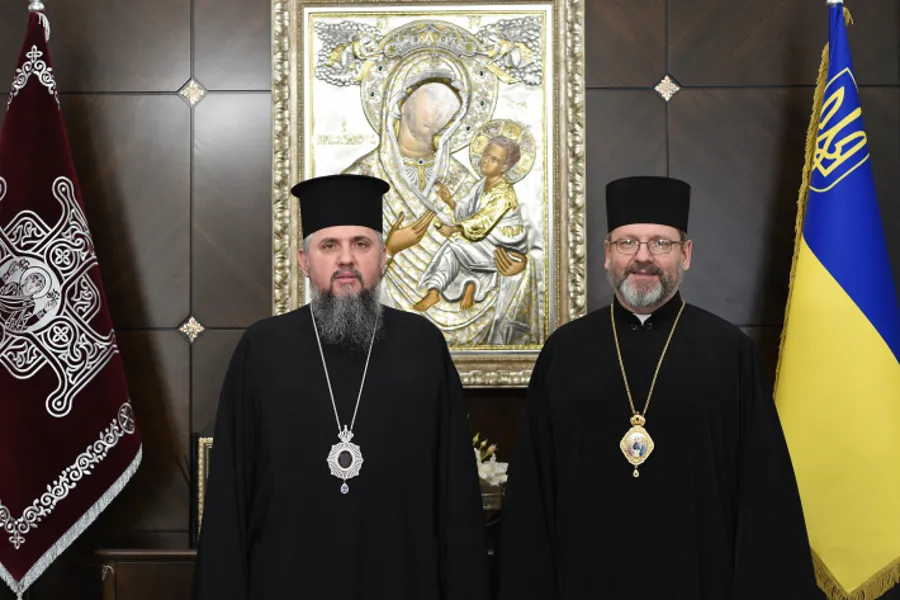 Epiphanius I of Ukraine and Major Archbishop Sviatoslav Shevchuk meet on March 23, 2022.?w=200&h=150