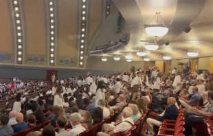 Incoming medical students walk out on an address by a pro-life speaker at the University of Michigan, July 24, 2022. Screenshot from Scorpiio via Twitter