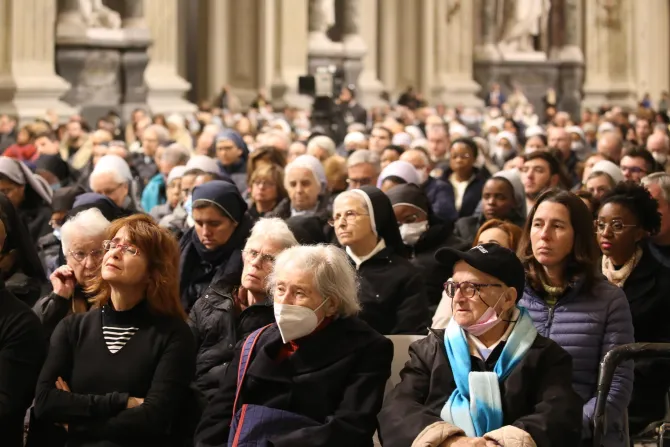 Catholics attending a special Mass for Pope Emeritus Benedict XVI