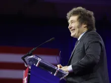Argentine President Javier Milei speaks at the Conservative Political Action Conference (CPAC) in National Harbor, Maryland, on Feb. 24, 2024.