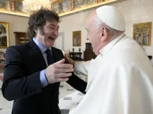 Argentine President Javier Milei is pictured here during an audience with Pope Francis on Feb. 12, 2024.