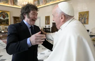 Argentine President Javier Milei is pictured here during an audience with Pope Francis on Feb. 12, 2024. Credit: Vatican Media via Vatican Pool/Getty Images
