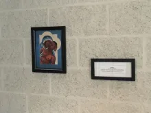 A pieta painting, "Moma," by artist Kelly Latimore, was displayed outside the law school chapel at The Catholic University of America since February 2021. It was stolen on Nov. 23, 2021, and a copy was stolen in December.