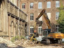 The demolition of the Chapelle Saint-Joseph in Lille, France.