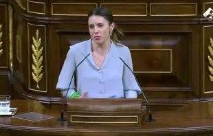 The minister of equality of Spain, Irene Montero, in the Congress of Deputies. Credit: Parliamentary Channel