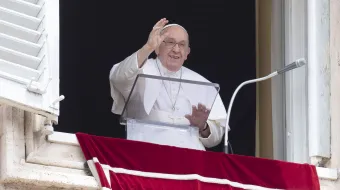 Pope Francis delivers his Angelus address on June 4, 2023.
