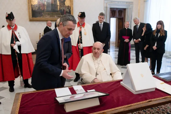 Pope Francis with Switzerland’s President Ignazio Cassis at the Vatican on May 6, 2022. Vatican Media.