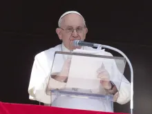 Pope Francis gives the Angelus address on March 12, 2023.