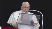 Pope Francis speaks during his Angelus address on March 19, 2023.