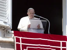 Pope Francis speaks at the Angelus address on March 20, 2022.