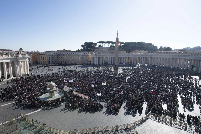 The crowd in St. Peter's Square as Pope Francis delivered the Angelus address on Jan. 29, 2023.
