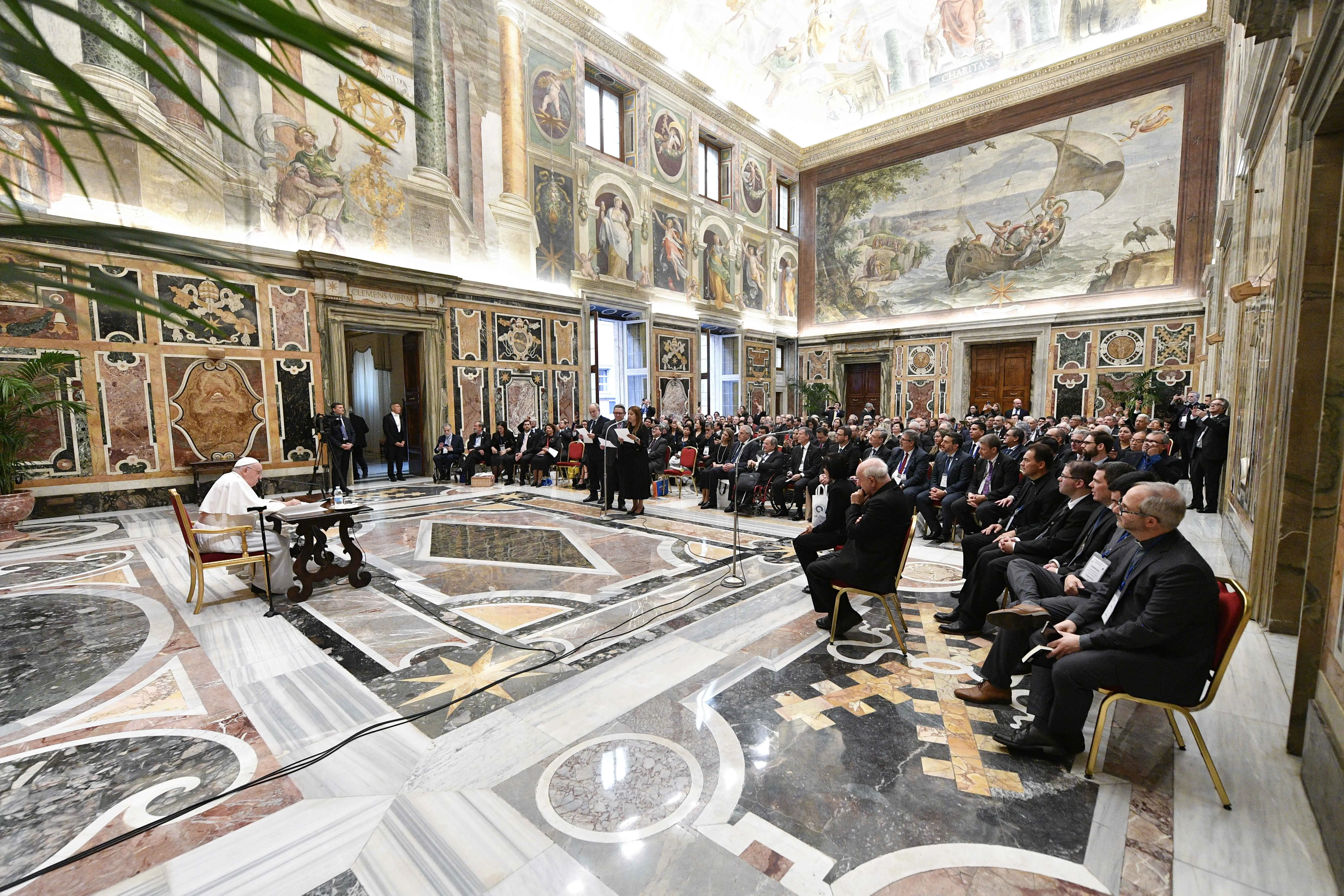 Pope Francis meets with Latin American university rectors on Sept. 21, 2023, at the Vatican.?w=200&h=150