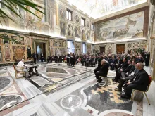 Pope Francis meets with Latin American university rectors on Sept. 21, 2023, at the Vatican.