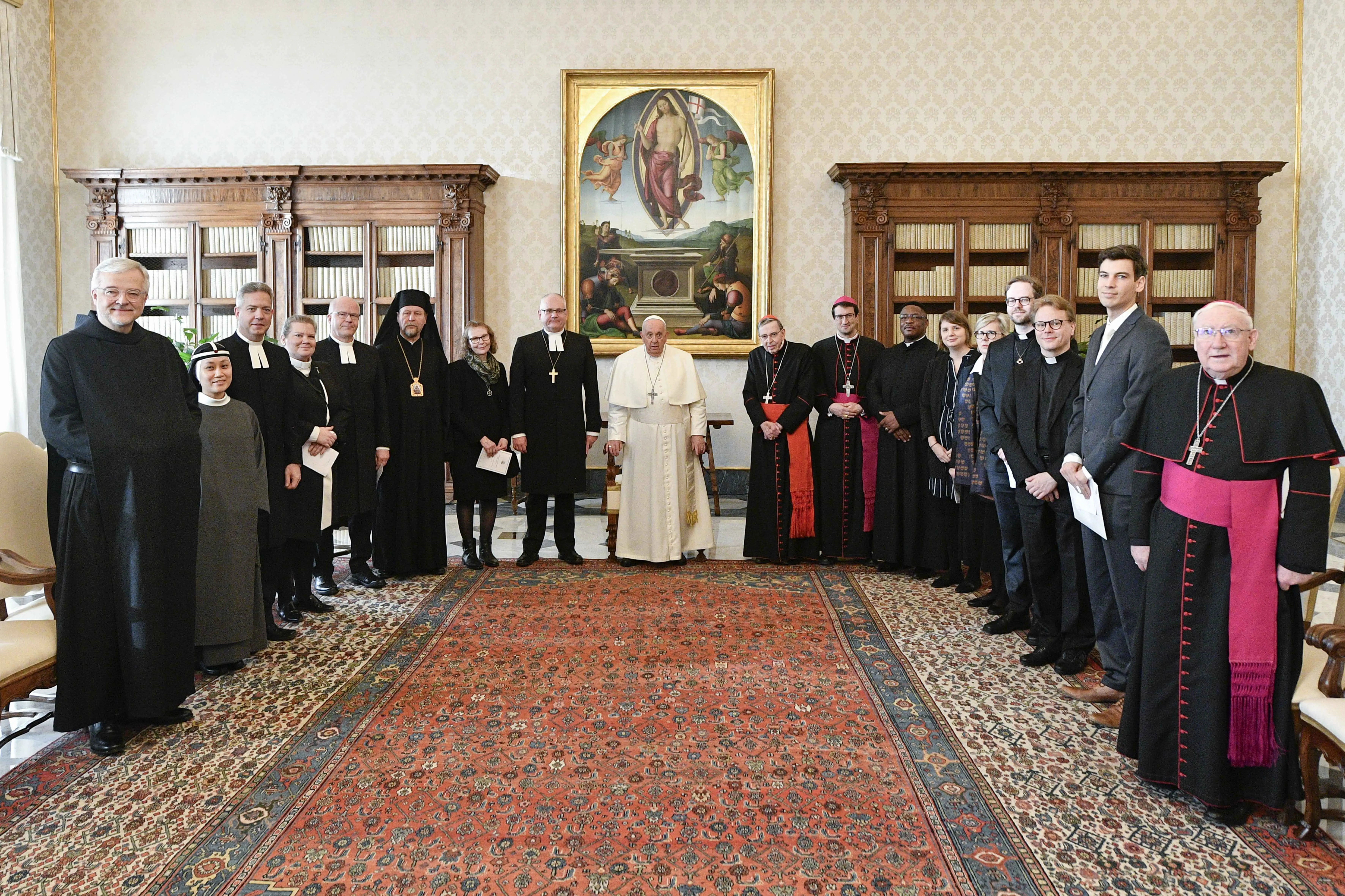 Pope Francis receives an ecumenical delegation from Finland on Friday, Jan. 19, 2024, on the second day of the Week of Prayer for Christian Unity.?w=200&h=150