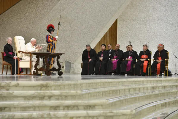Pope Francis speaking to seminarians in Paul VI Hall at the Vatican, Oct. 26, 2022. Vatican Media