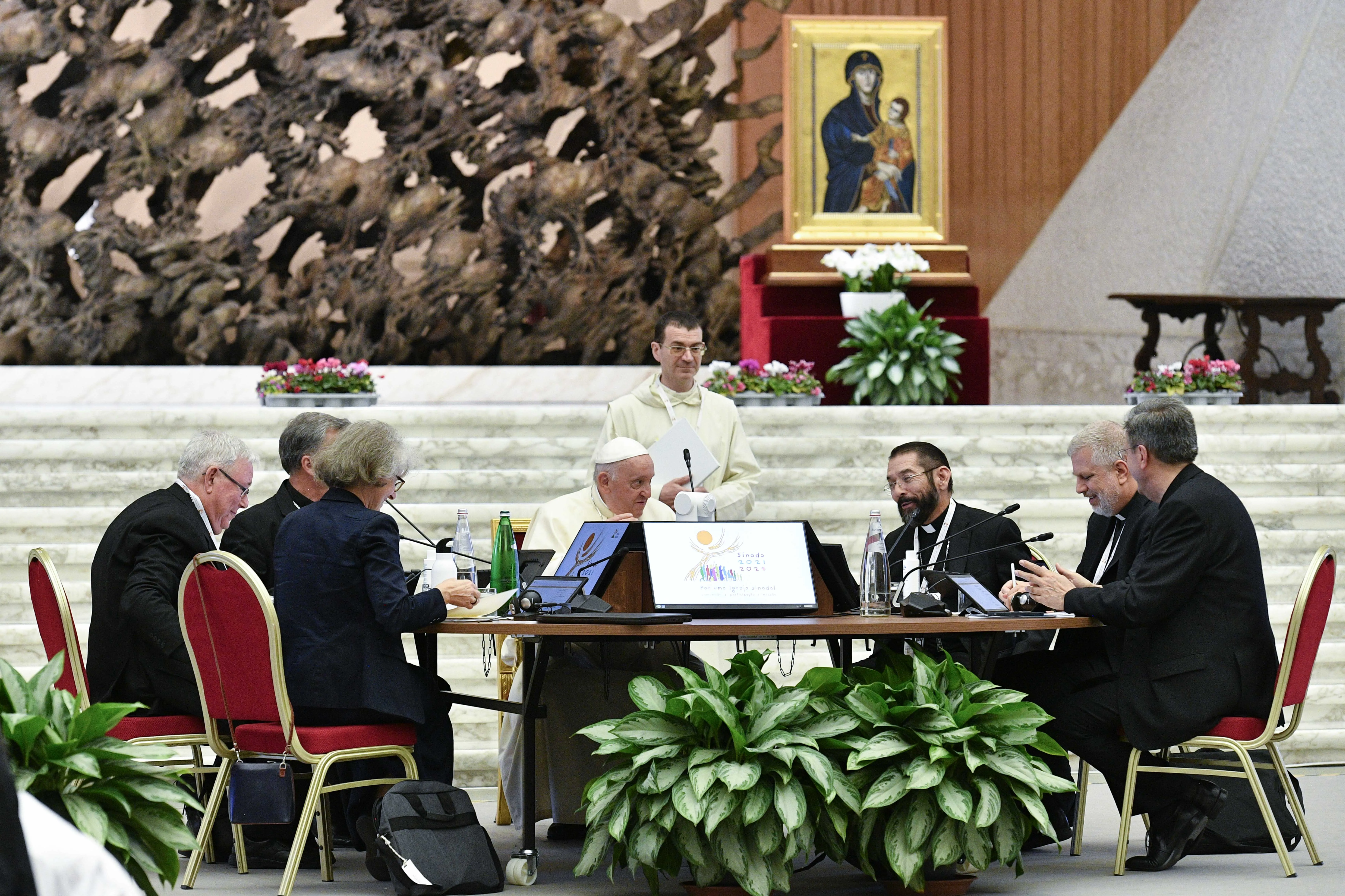 Pope Francis at the Synod on Synodality on Oct. 10, 2023.?w=200&h=150