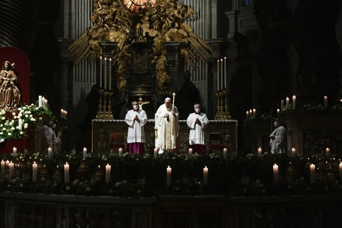 Pope Francis says Mass for the feast of the Presentation of the Lord in St. Peter's Basilica, Feb. 2, 2022.