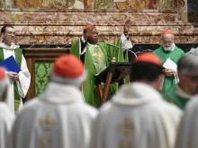 Cardinal Fridolin Ambongo Besungu, OFM Cap., was the main celebrant of a Mass in St. Peter’s Basilica for synod participants on Oct. 13.