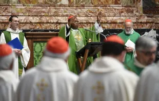 Cardinal Fridolin Ambongo Besungu, OFM Cap., was the main celebrant of a Mass in St. Peter’s Basilica for synod participants on Oct. 13. Credit: Vatican Media