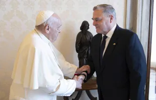 Pope Francis meets with U.S. Gen. Mark Milley, chairman of the Joint Chiefs of Staff, for a private audience at the Vatican on Aug. 21, 2023. Credit: Vatican Media