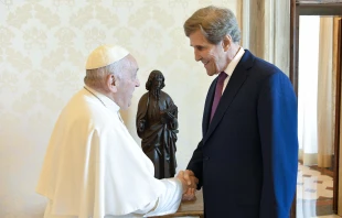 Pope Francis meets with John Kerry, U.S. President Joe Biden’s climate envoy, on June 19, 2023, in what was Kerry’s fourth official private meeting with the pope. Credit: Vatican Media