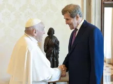 Pope Francis meets with John Kerry, U.S. President Joe Biden’s climate envoy, on June 19, 2023, in what was Kerry’s fourth official private meeting with the pope.