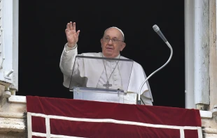 Pope Francis prays the Angelus on Jan. 7, 2024, and offers pilgrims gathered in St. Peter's Square a reflection on baptism. Vatican Media