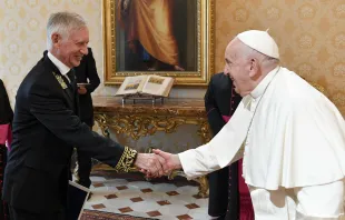 Pope Francis meets with Russia’s new ambassador to the Vatican Ivan Soltanovsky on Sept. 18, 2023, at the Vatican. Credit: Vatican Media