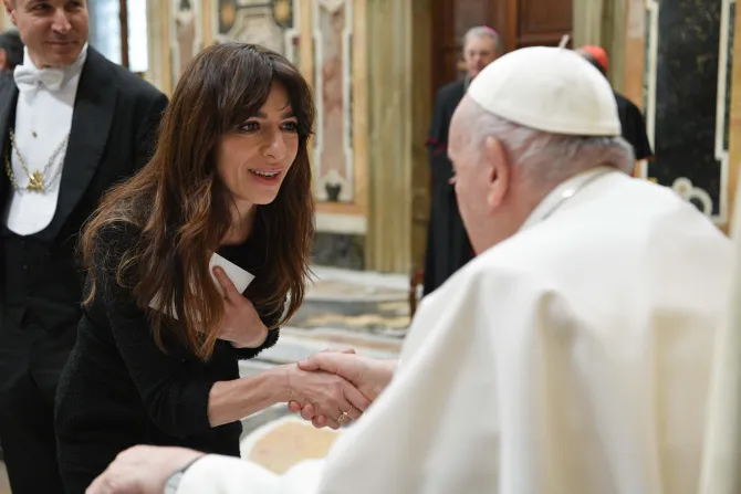 Pope Francis met with members of a film foundation established by the Italian bishops’ conference on Feb. 20, 2023.