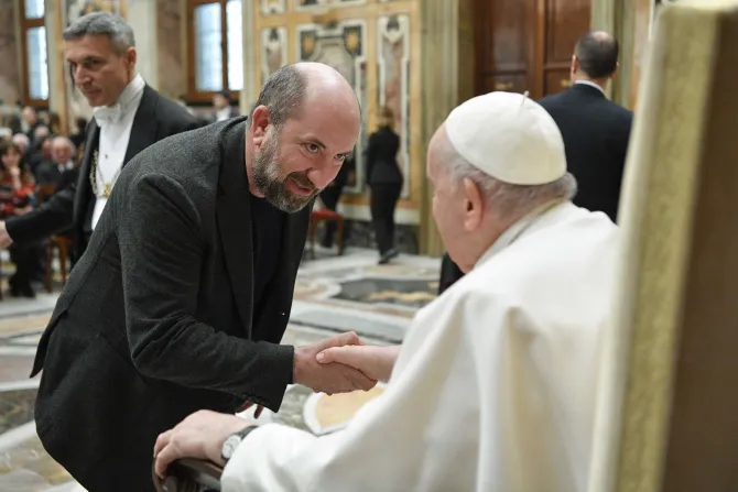 Pope Francis met with met with members of a film foundation established by the Italian bishops’ conference on Feb. 20, 2023.